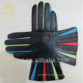 women colorful fingers sheepskin fashion leather gloves